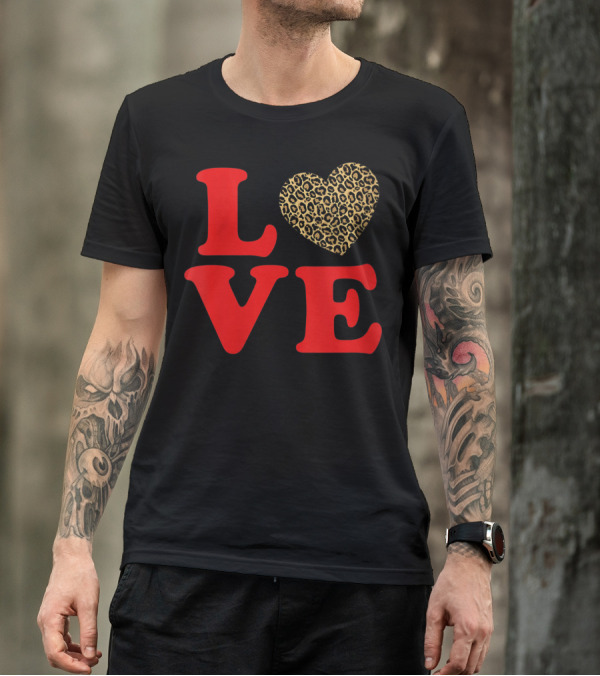 LOVE Leopard Heart Valentines Day Cute T-Shirt