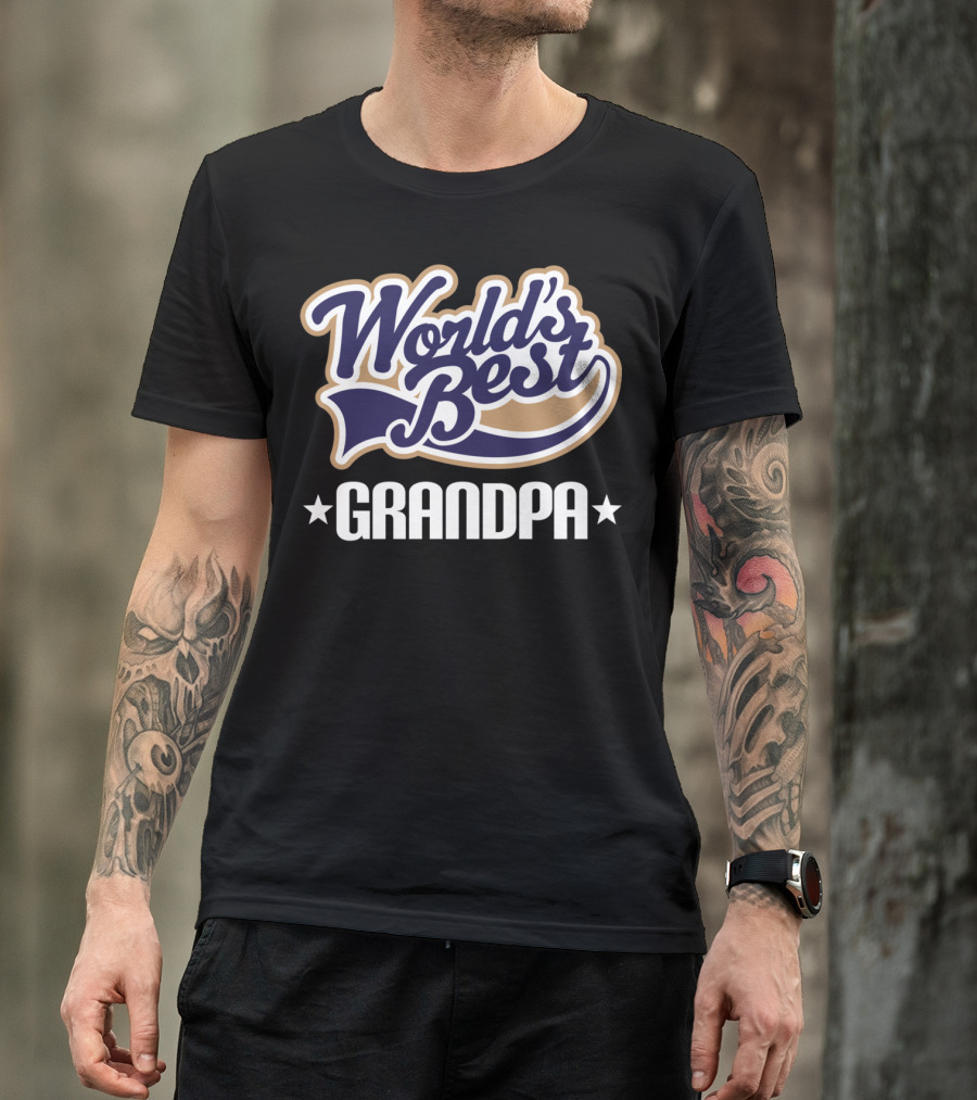 World's Best Grandpa Bold Vintage Style With Stars T-Shirt