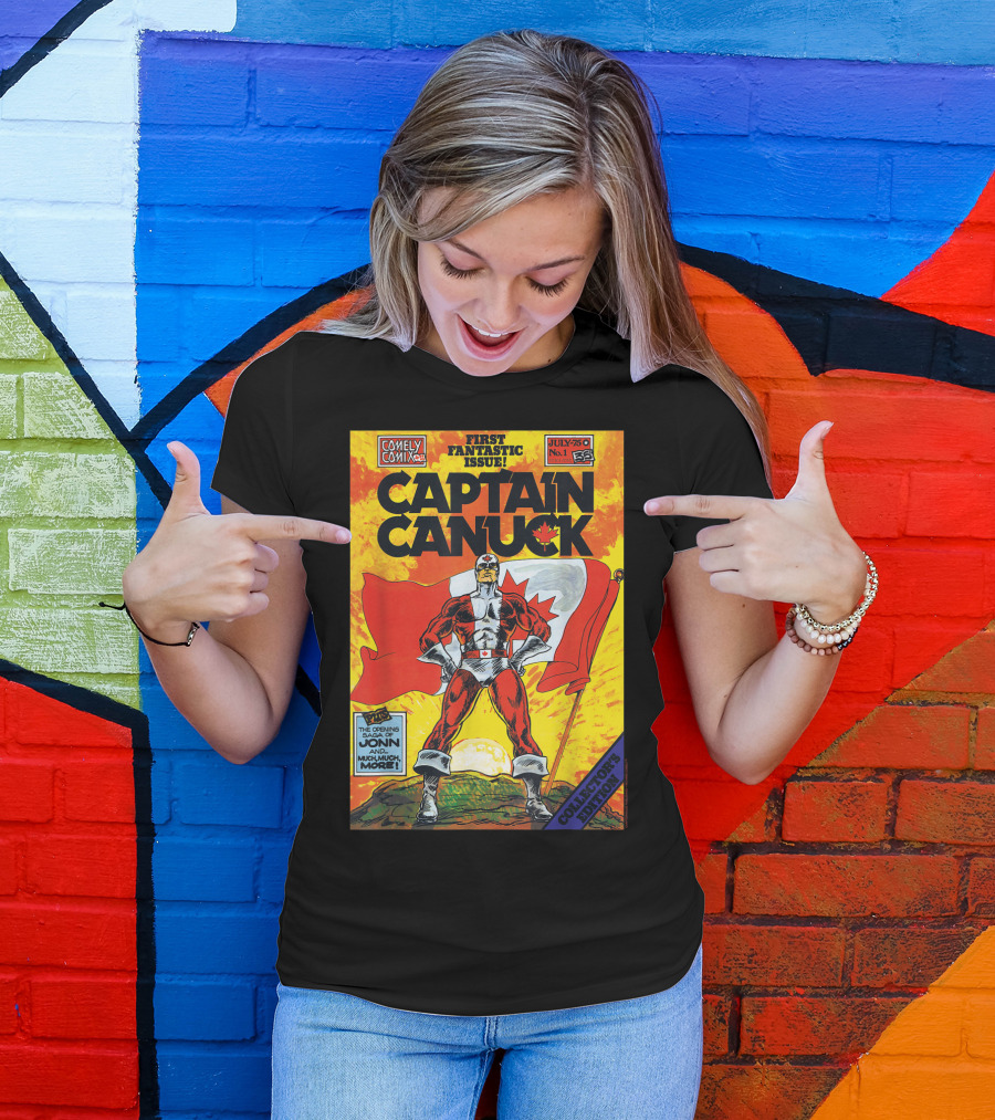 Comely Comix First Fantastic Issue Captain Canuck July 75 No. 1 Collector's Edition T-Shirt