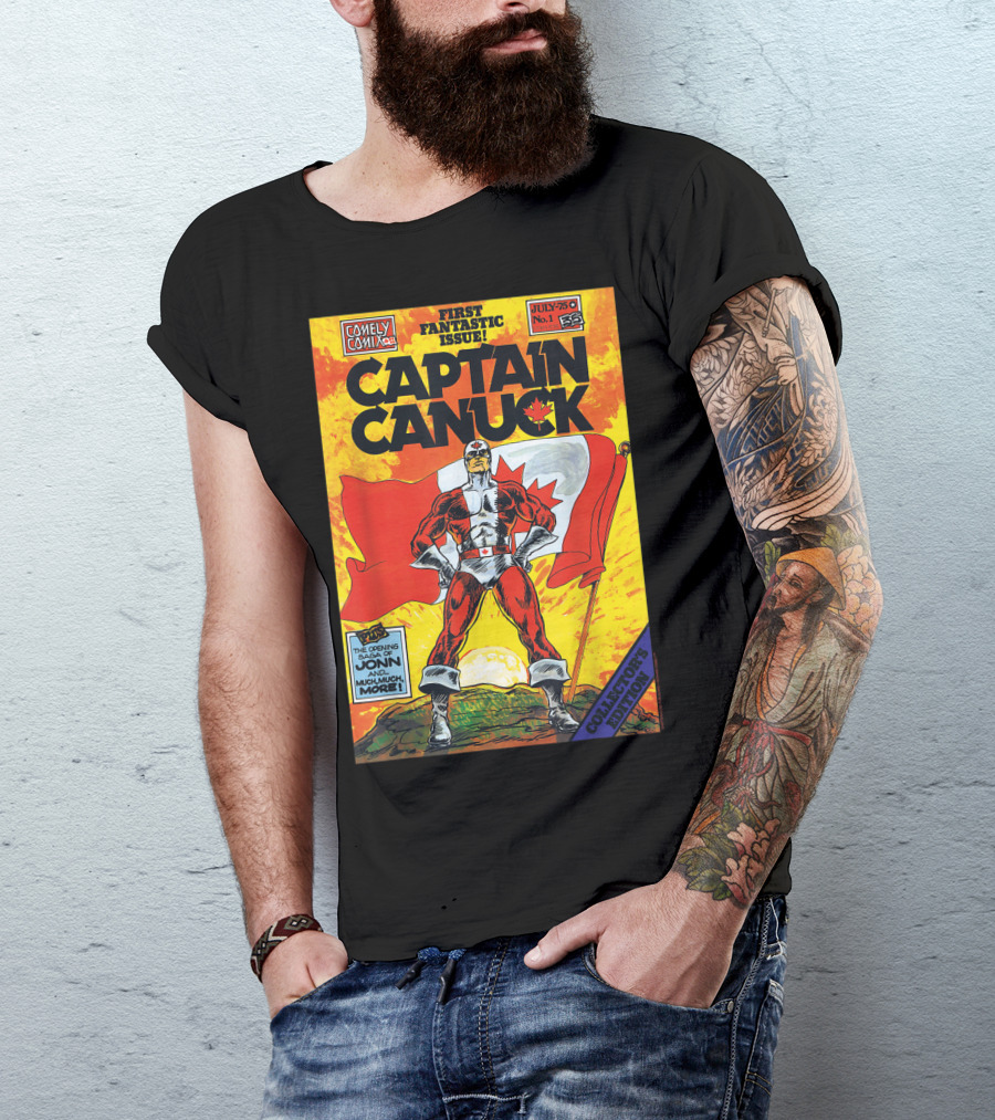 Comely Comix First Fantastic Issue Captain Canuck July 75 No. 1 Collector's Edition T-Shirt