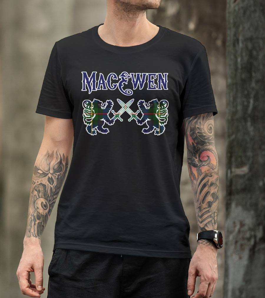 Macewen Scottish Clan Lion Tartan Family Name Iconic T-Shirt