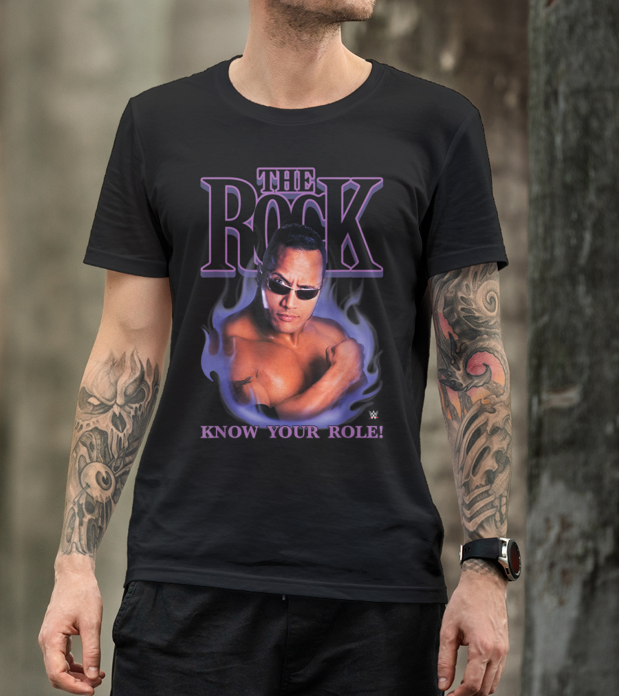 The Rock Know Your Role WWE Purple Flame Image T-Shirt