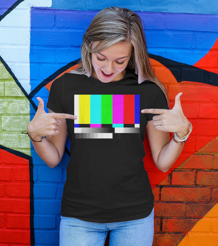 80's Vintage TV Static Color Bar Error T-Shirt