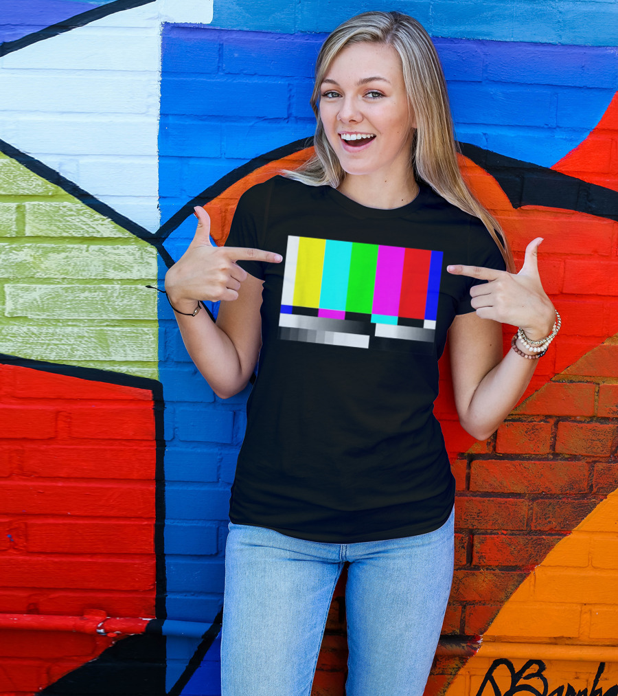 80's Vintage TV Static Color Bar Error T-Shirt