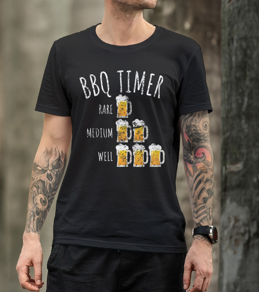 BBQ Timer Rare Medium Well Beer Drinking Funny Vintage Grilling T-Shirt