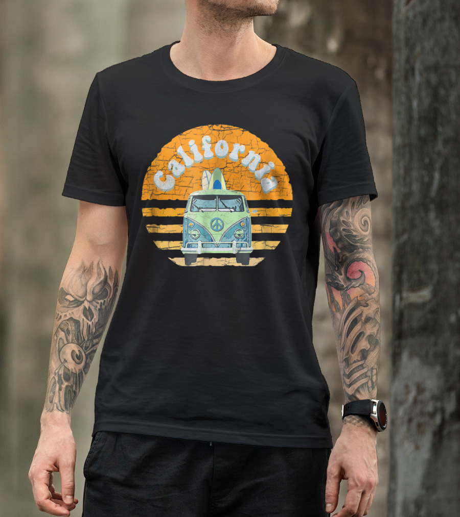 California Hippie Van Beach Surfer Vintage T-Shirt