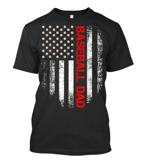 Vintage USA Flag Baseball Dad Patriotic Player T-Shirt
