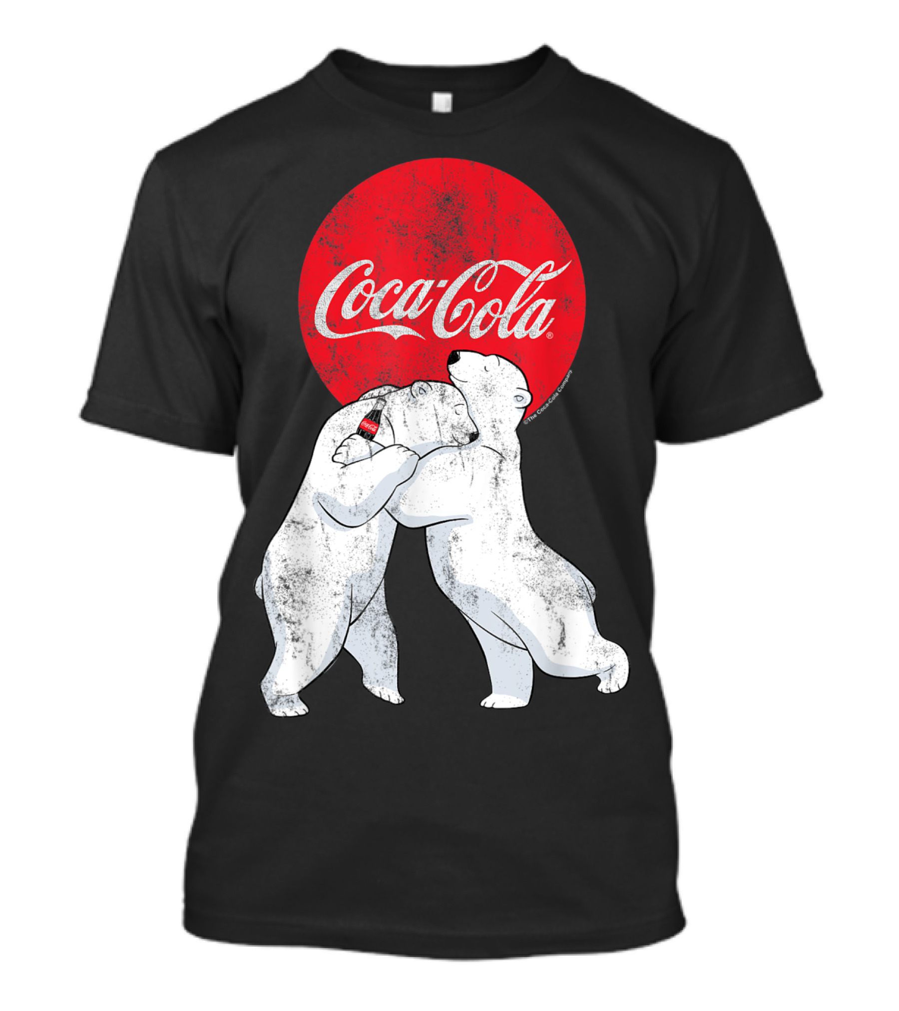 CocaCola Bears Embracing Under Red Circle T-Shirt