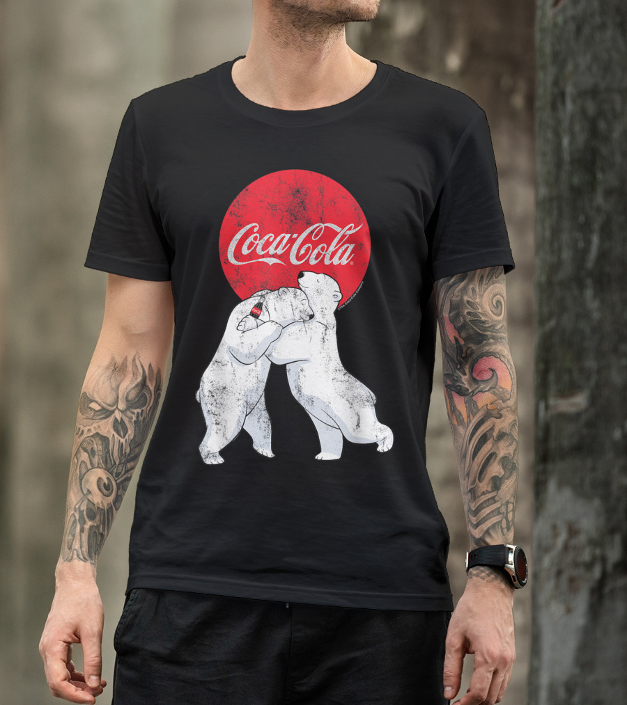 CocaCola Bears Embracing Under Red Circle T-Shirt