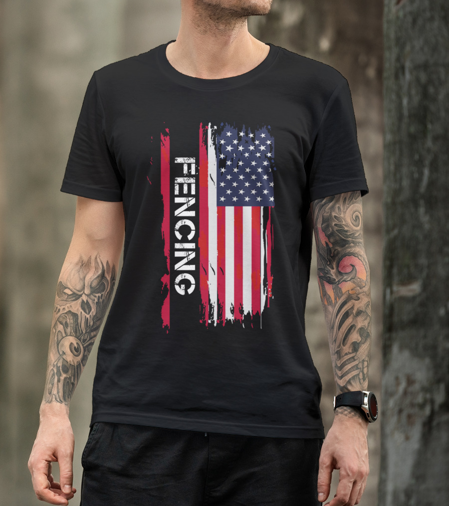 Fencing American Flag T-Shirt
