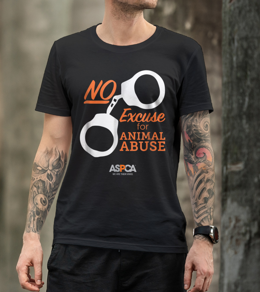 ASPCA No Excuse For Animal Abuse Handcuffs We Are Their Voice T-Shirt