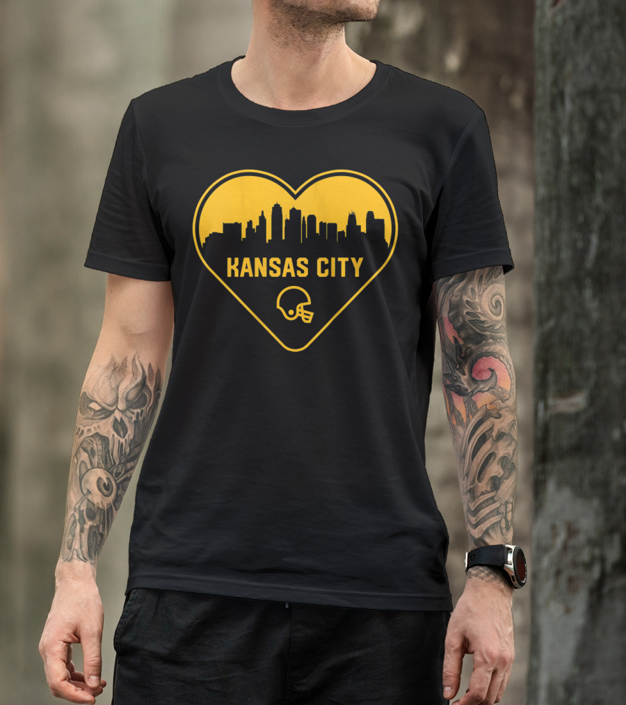 Kansas City Heart Skyline Football Helmet T-Shirt