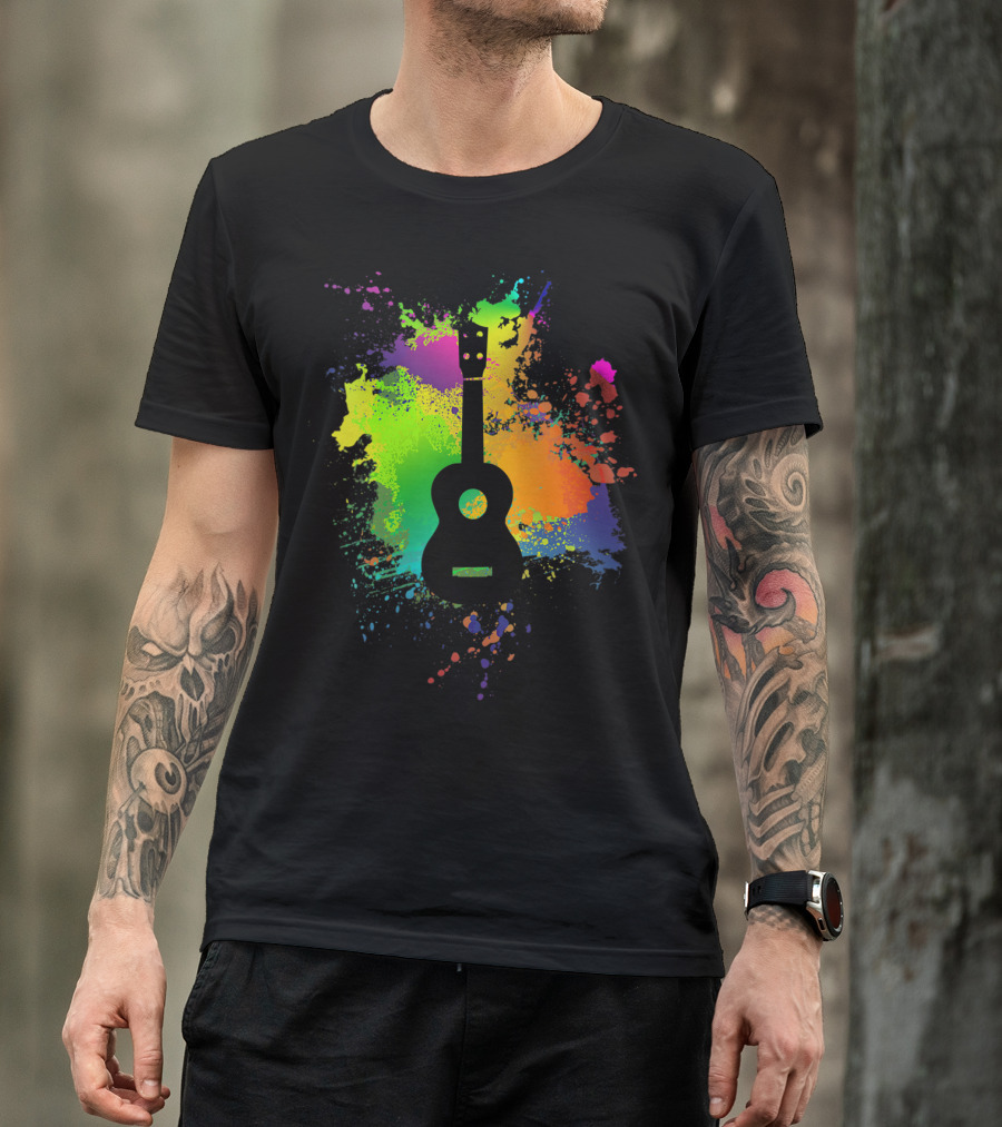 Ukulele Music Guitar Colorful Splash T-Shirt