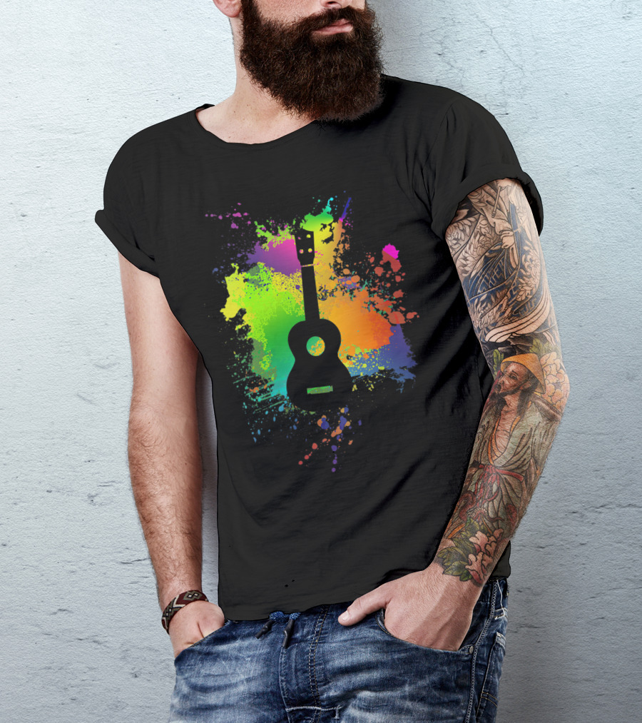 Ukulele Music Guitar Colorful Splash T-Shirt