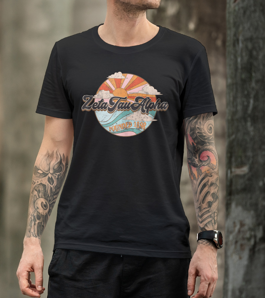 Zeta Tau Alpha Founded 1898 Retro Sunburst T-Shirt