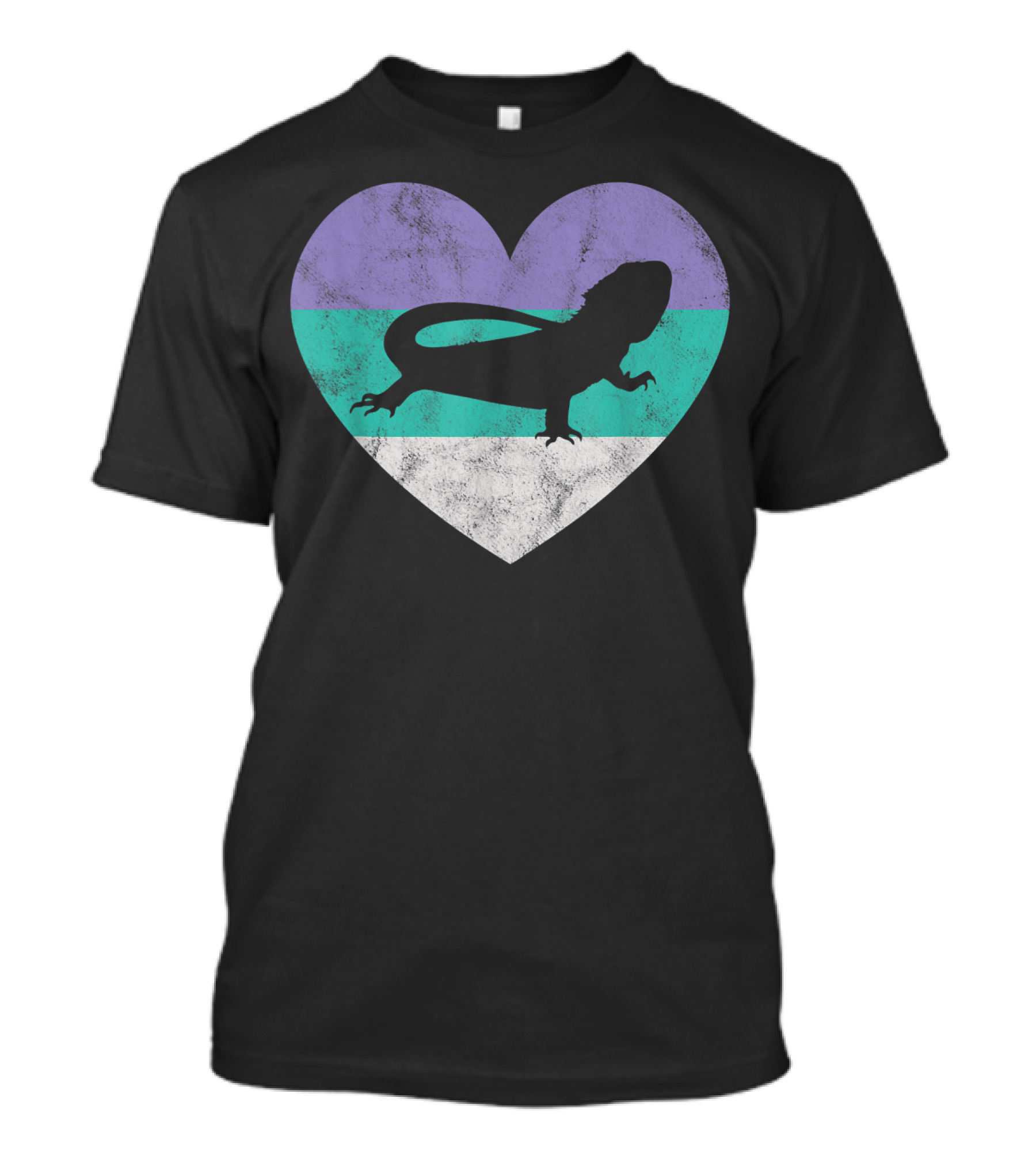 Bearded Dragon Heart Silhouette With Stripe Colors T-Shirt