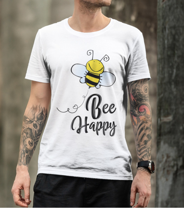 Bee Happy Smiling Cartoon Bumblebee T-Shirt