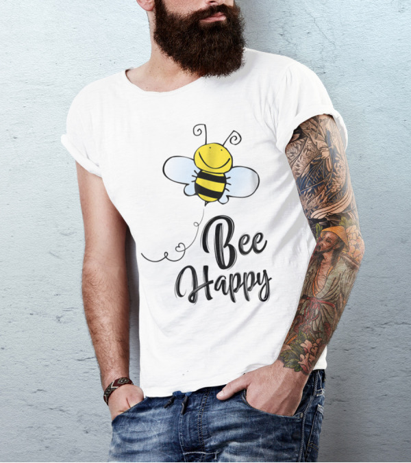 Bee Happy Smiling Cartoon Bumblebee T-Shirt