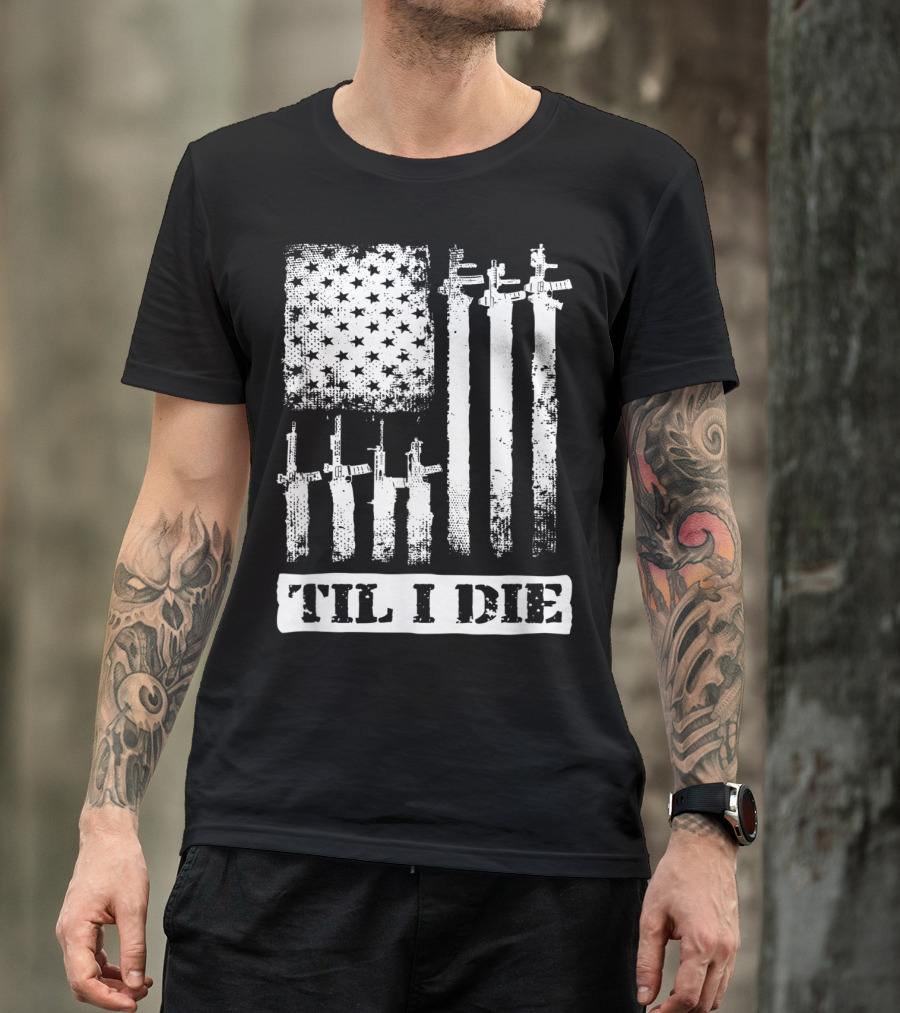 Black Rifle Coffee Til I Die American Flag AR-15 T-Shirt