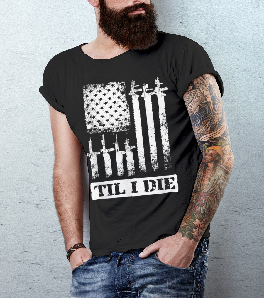 Black Rifle Coffee Til I Die American Flag AR-15 T-Shirt