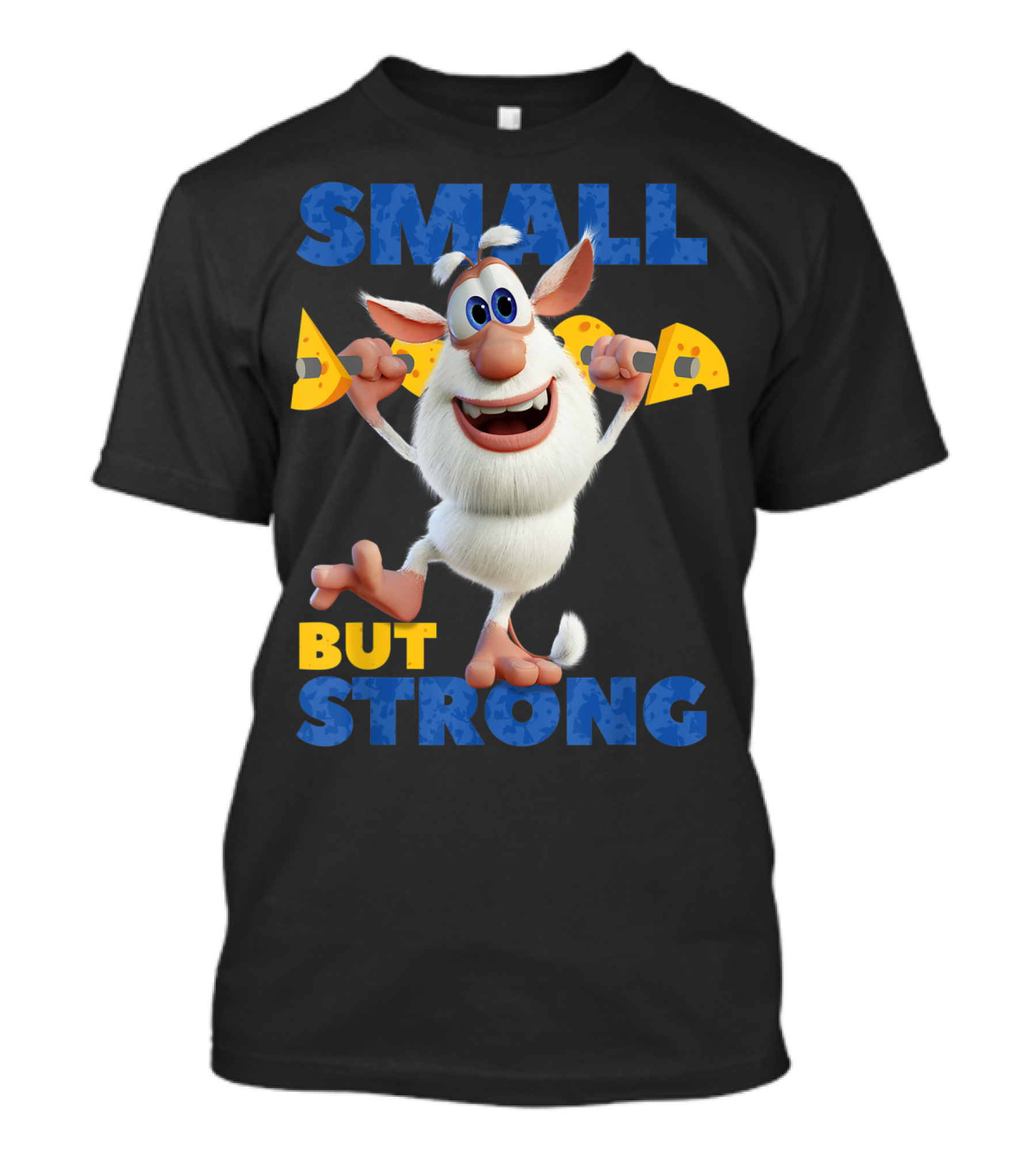 Small But Strong Booba Holding Cheese Cartoon Character T-Shirt