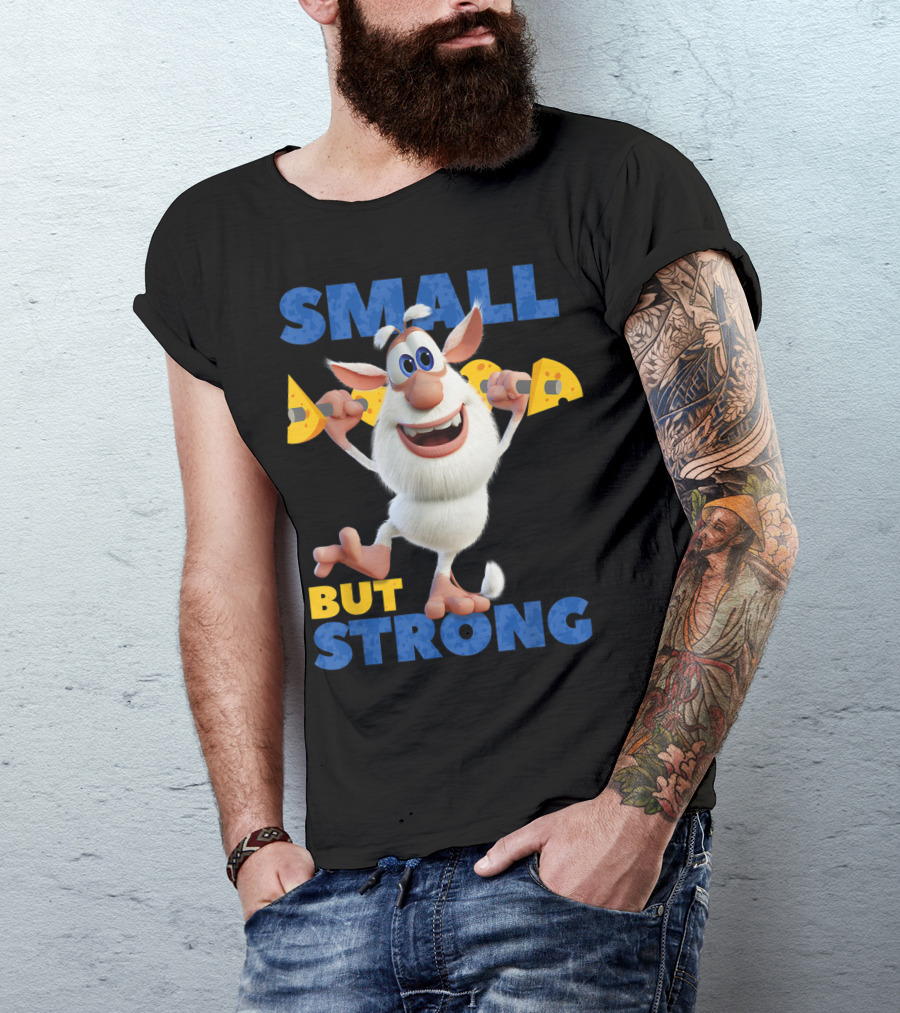 Small But Strong Booba Holding Cheese Cartoon Character T-Shirt