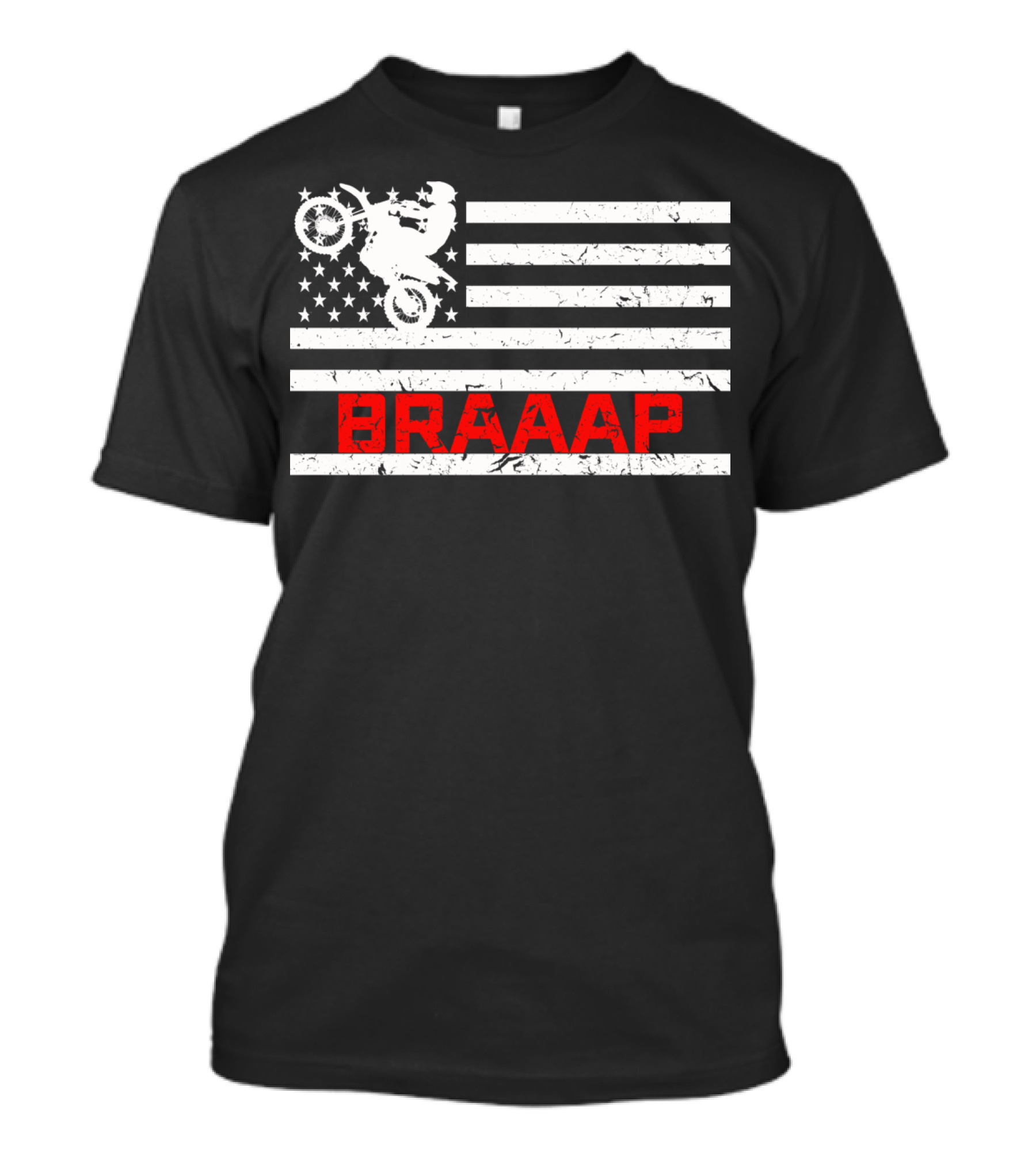 Braaap Vintage USA American Flag Dirt Bike Motocross Thrill T-Shirt
