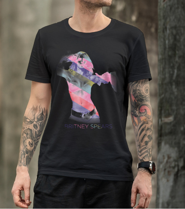 Britney Spears Colorful Striped T-Shirt