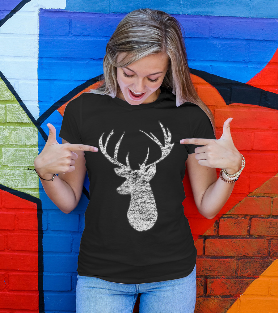 Camouflage Flag Deer Hunting Stag Silhouette 2Sided T-Shirt