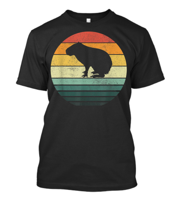 Capybara Retro Sunset Silhouette Vintage 70s Animal T-Shirt