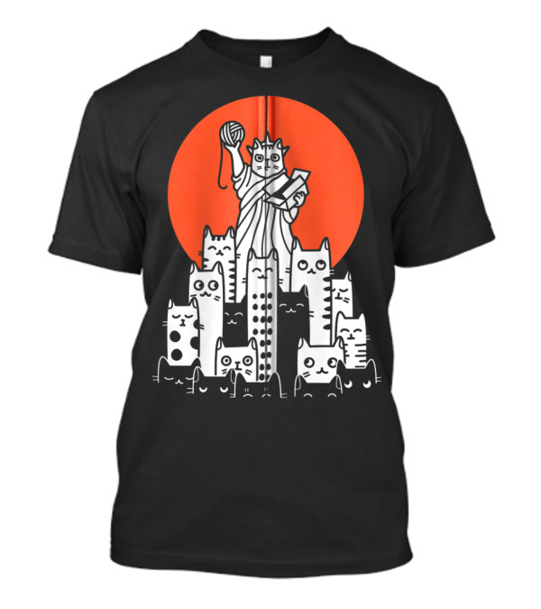 Cat Statue Of Liberty In New York NYC America USA Patriot T-Shirt