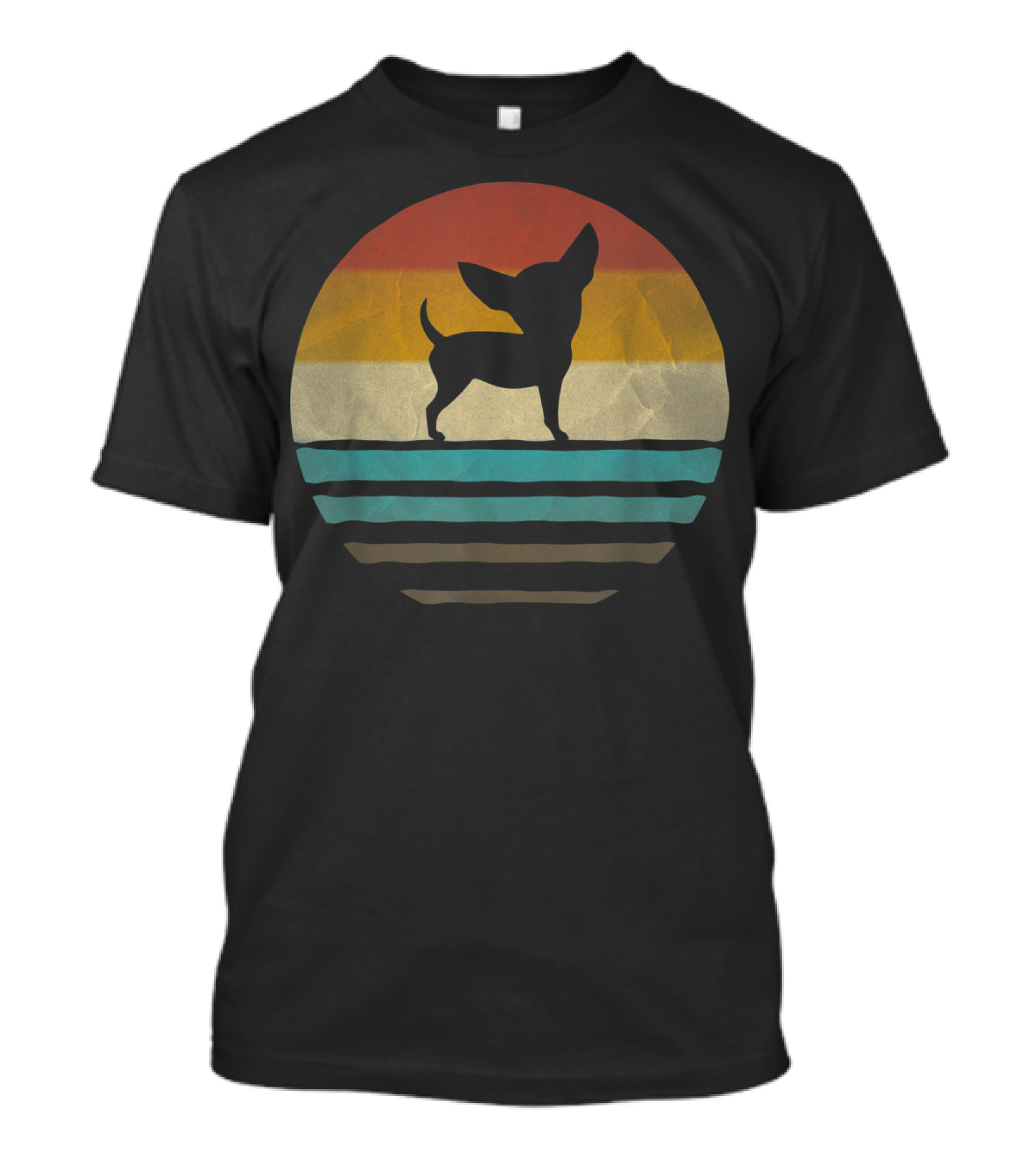 Chihuahua Dog Retro Silhouette 60s 70s Style Sunset T-Shirt