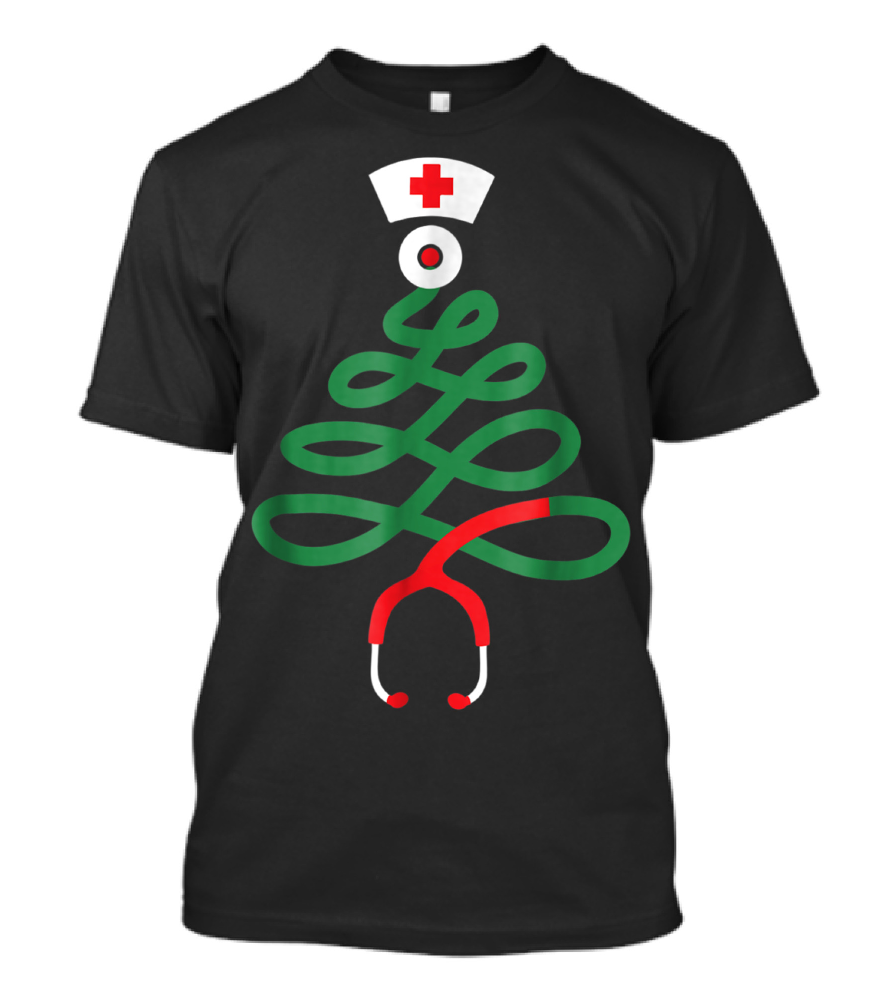 Christmas Tree Nurse RN LPN Funny Nursing Holiday Stethoscope T-Shirt