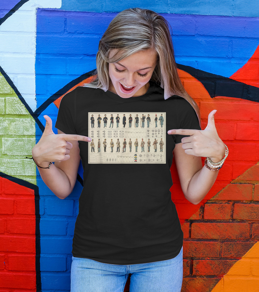 Civil War Uniform Diagram Soldiers And Insignia Visual Reference T-Shirt
