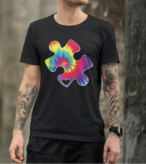 Cool Tie Dye Autism Awareness Puzzle Piece T-Shirt