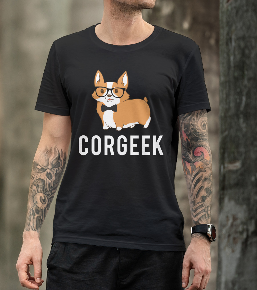 Corgeek Glasses Bowtie Corgi T-Shirt