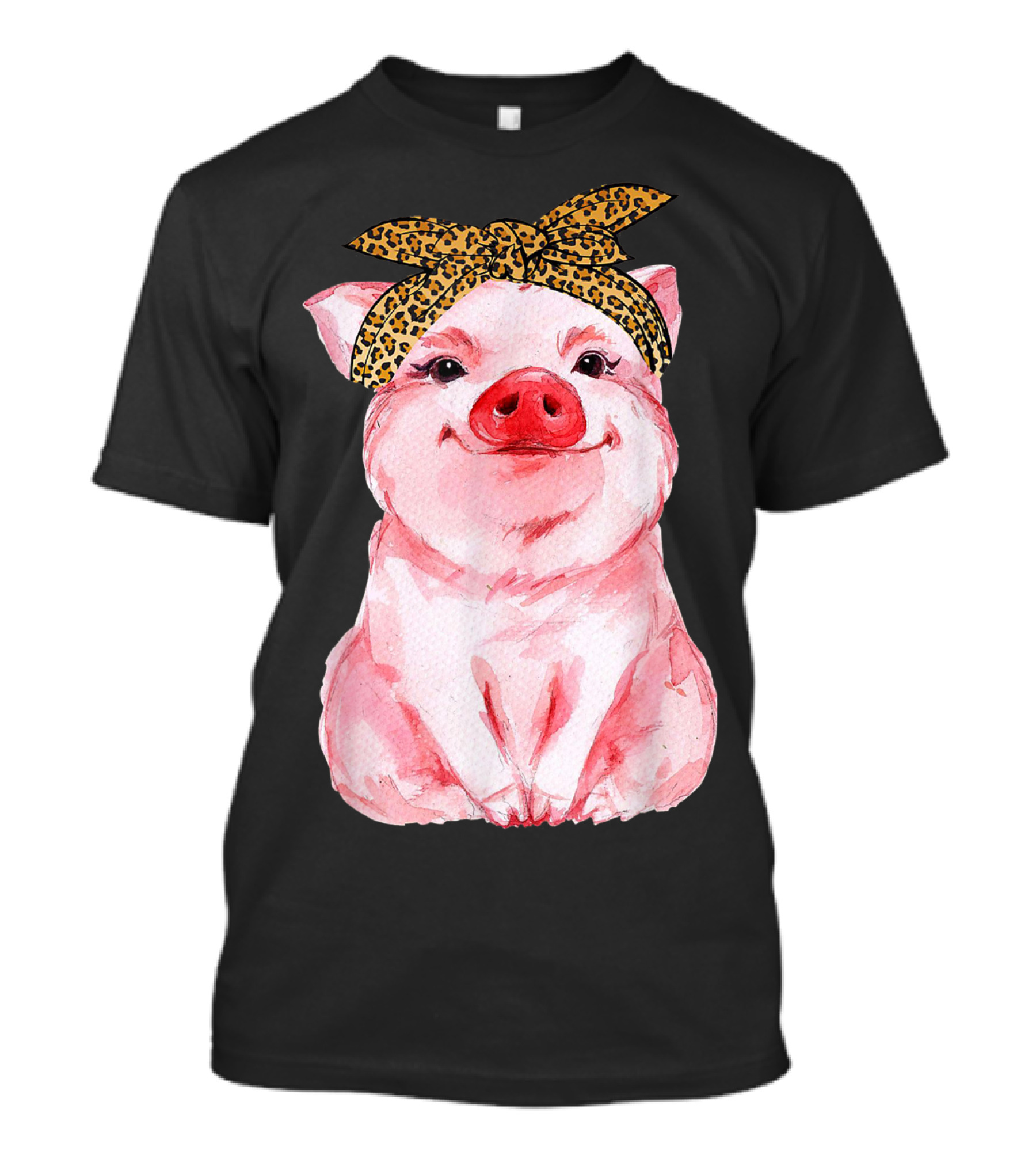 Cute Pig With Leopard Print Bandana Pig Lover's T-Shirt