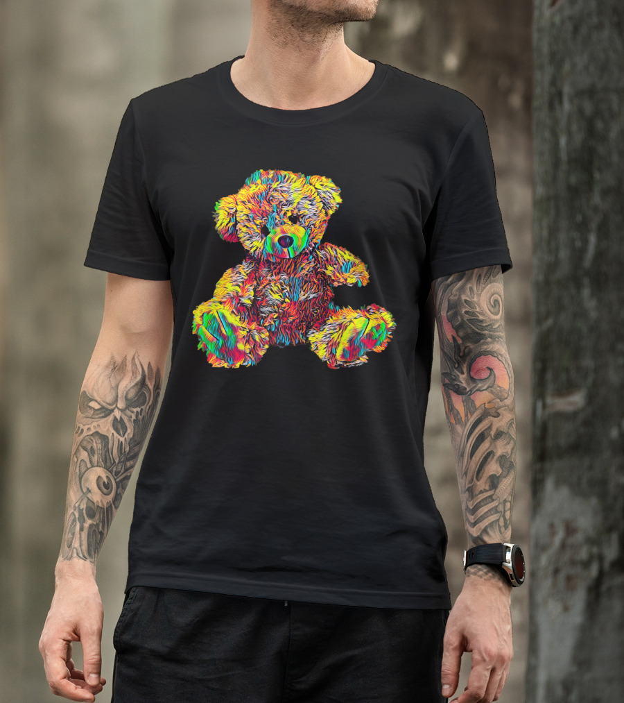 Cute Teddy Bear Stuffed Toy Rainbow Colors T-Shirt