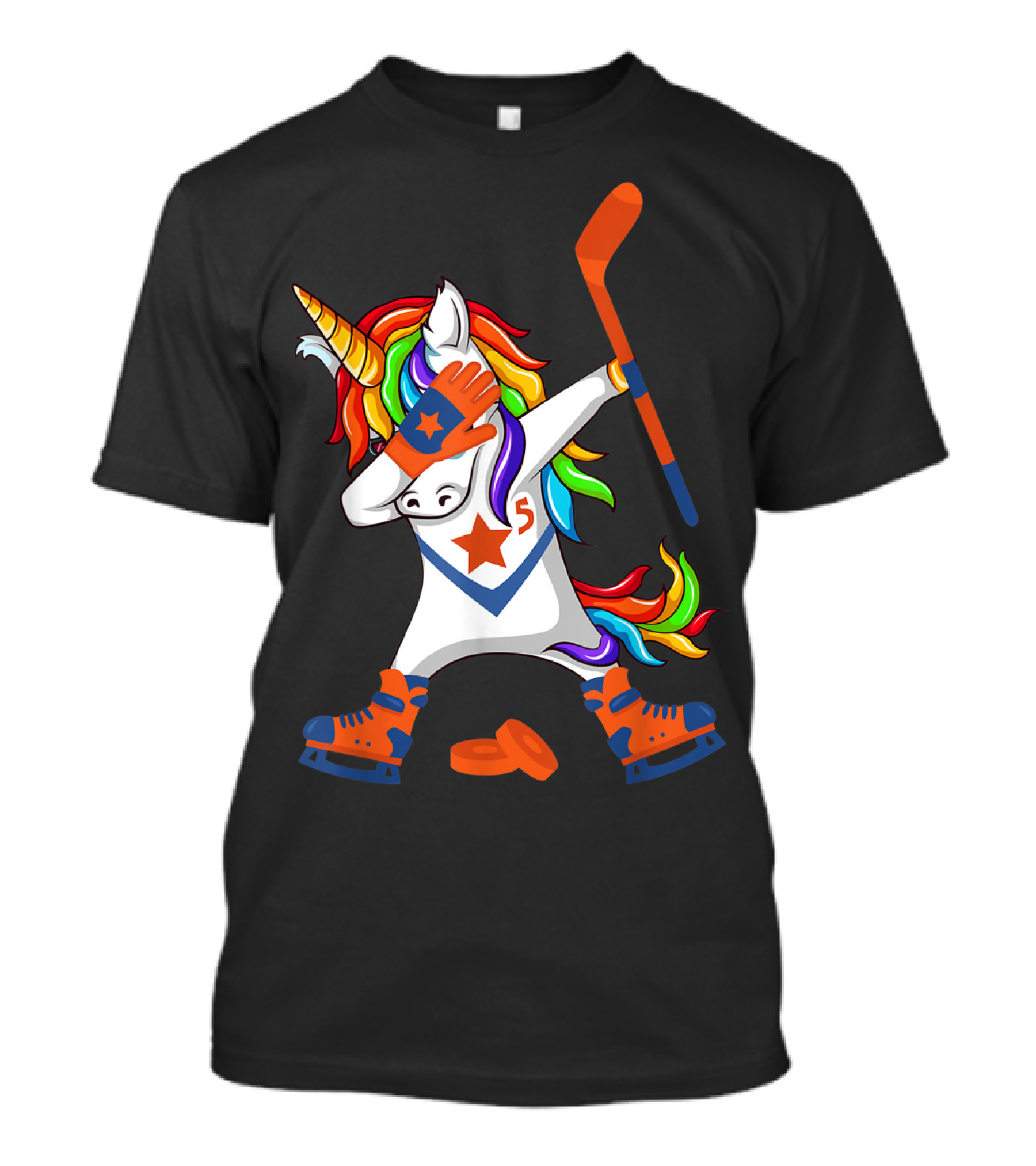 Dabbing Unicorn Hockey Puck Squad Rainbow Dab T-Shirt