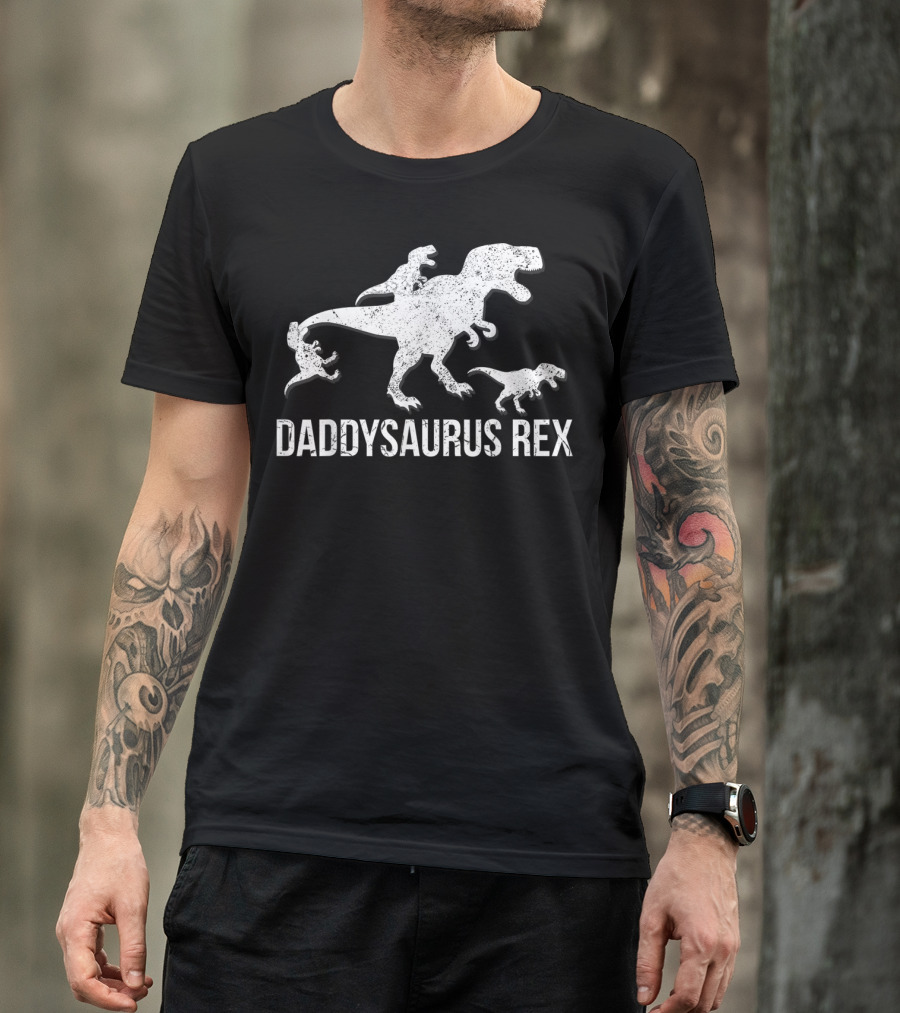 Daddysaurus Rex Dinosaur Family T-Rex With Kids T-Shirt