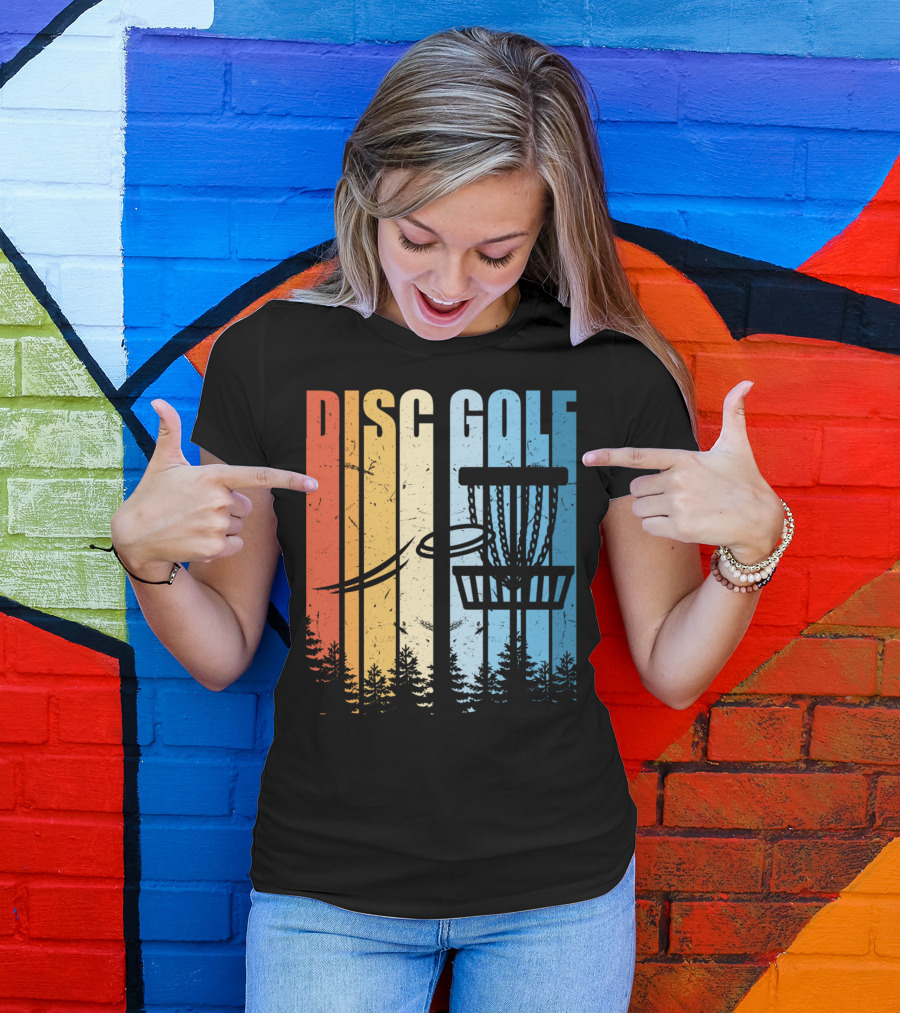 Disc Golf Retro Sunset Forest T-Shirt