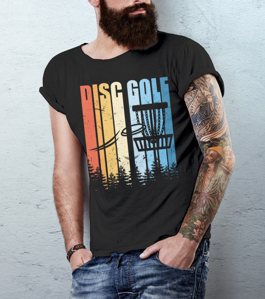 Disc Golf Retro Sunset Forest T-Shirt