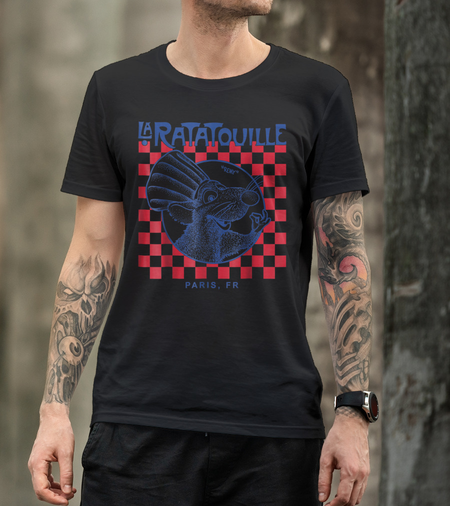La Ratatouille Remy Paris FR Checkered Background T-Shirt