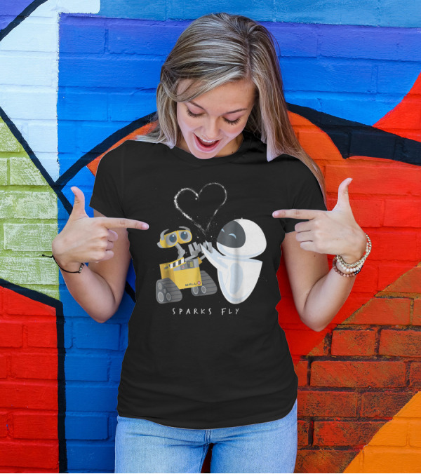 WALL-E And Eve Sparks Fly Heart Disney Pixar T-Shirt