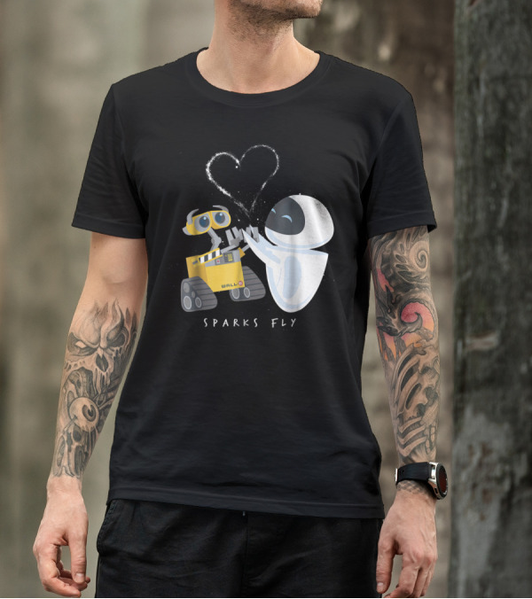 WALL-E And Eve Sparks Fly Heart Disney Pixar T-Shirt