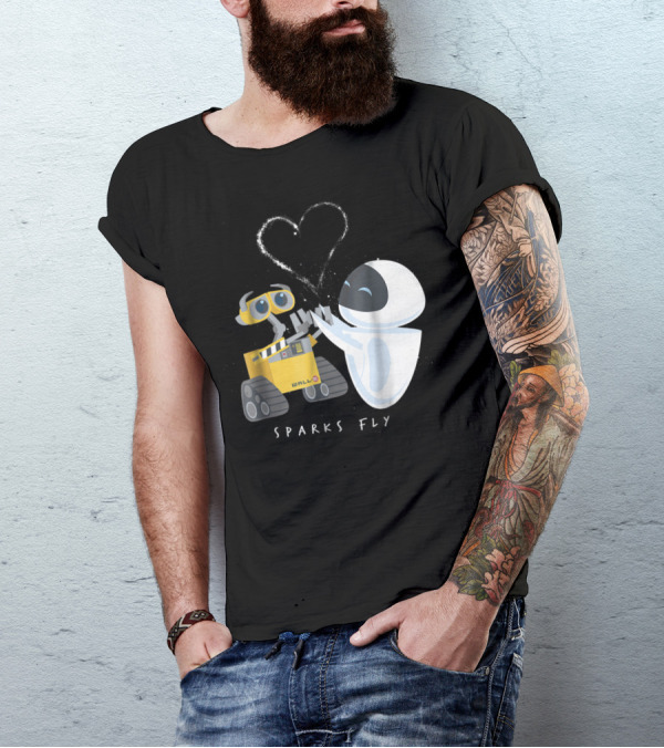 WALL-E And Eve Sparks Fly Heart Disney Pixar T-Shirt
