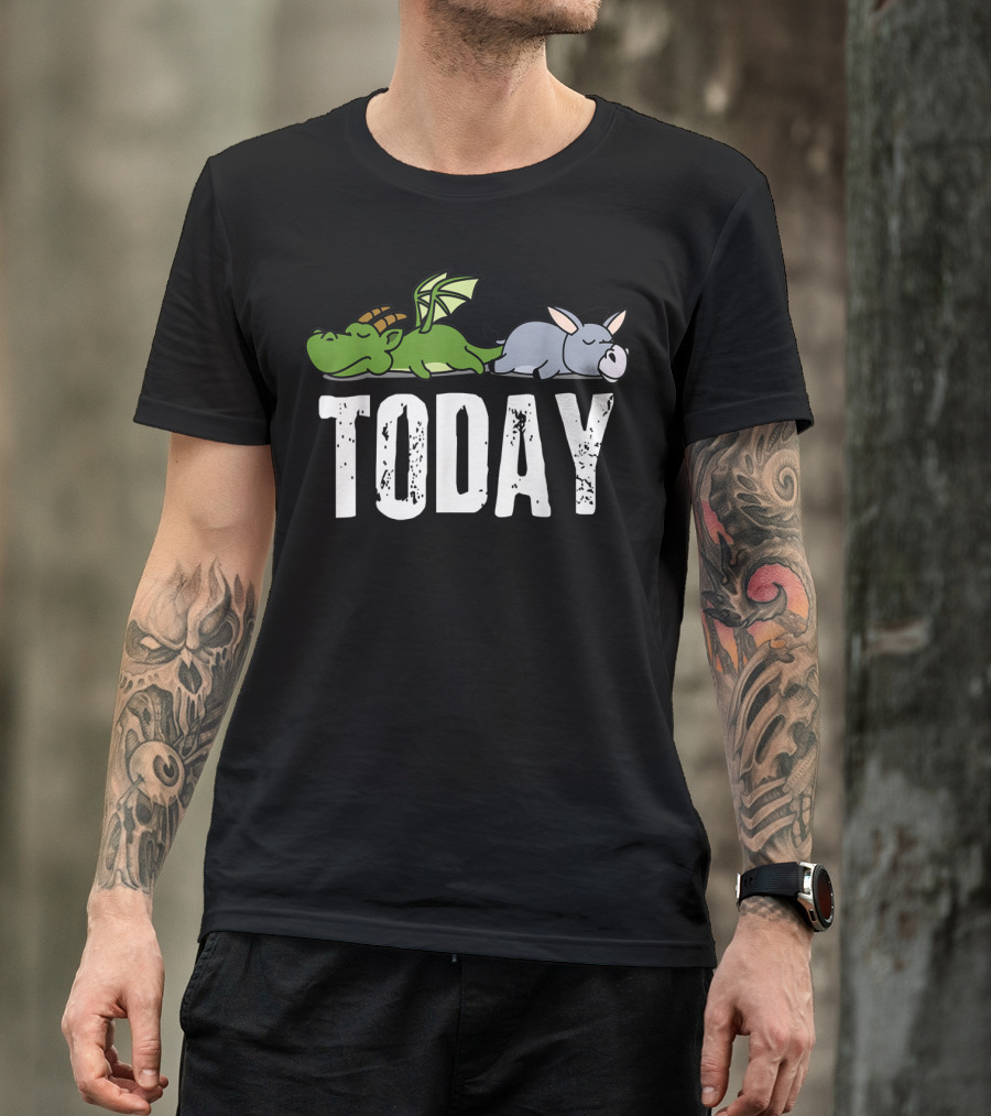 TODAY Dragon And Donkey Sleeping Humor T-Shirt