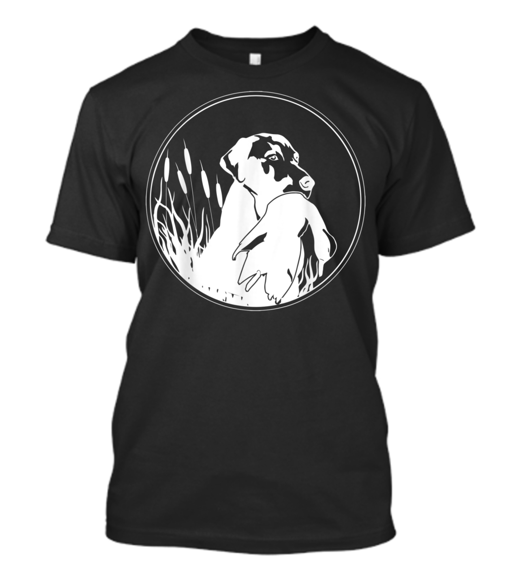 Duck Hunting Bird Dog With Captured Bird In Marshland Circle T-Shirt