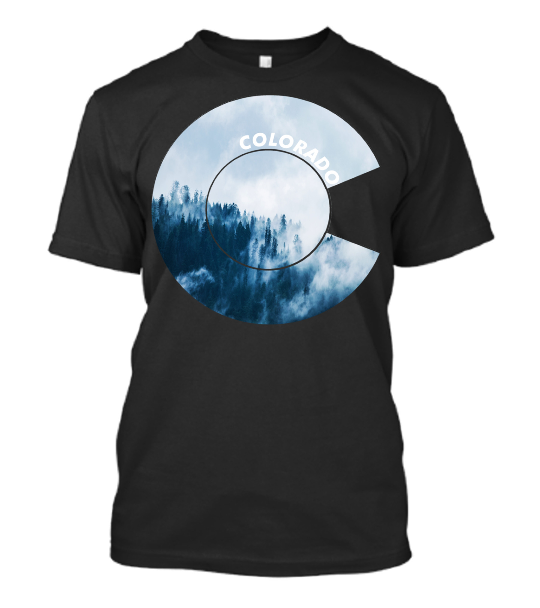 Colorado Flag Mountain Forest Misty Rocky Mountain T-Shirt