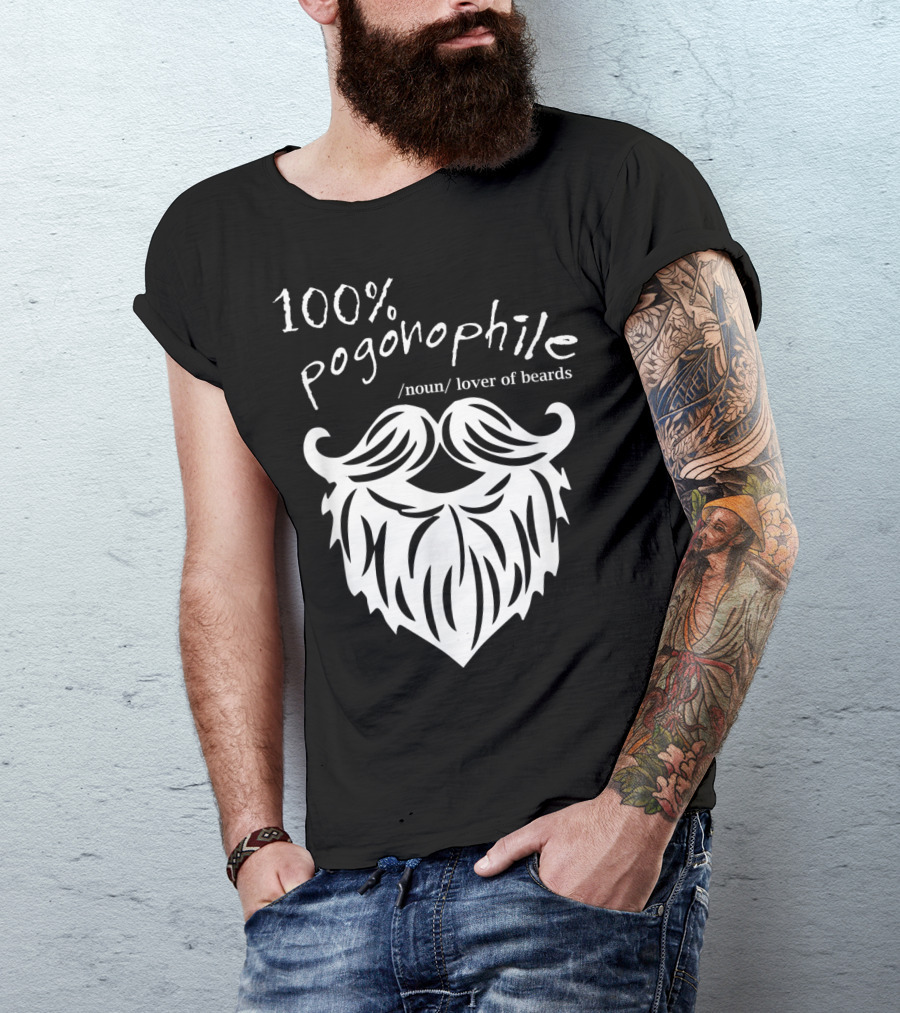 100% Pognophile Lover Of Beards T-Shirt